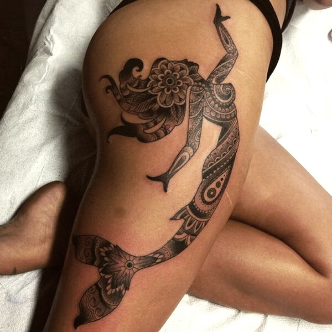 Black & White Mermaid Tattoos That Wow