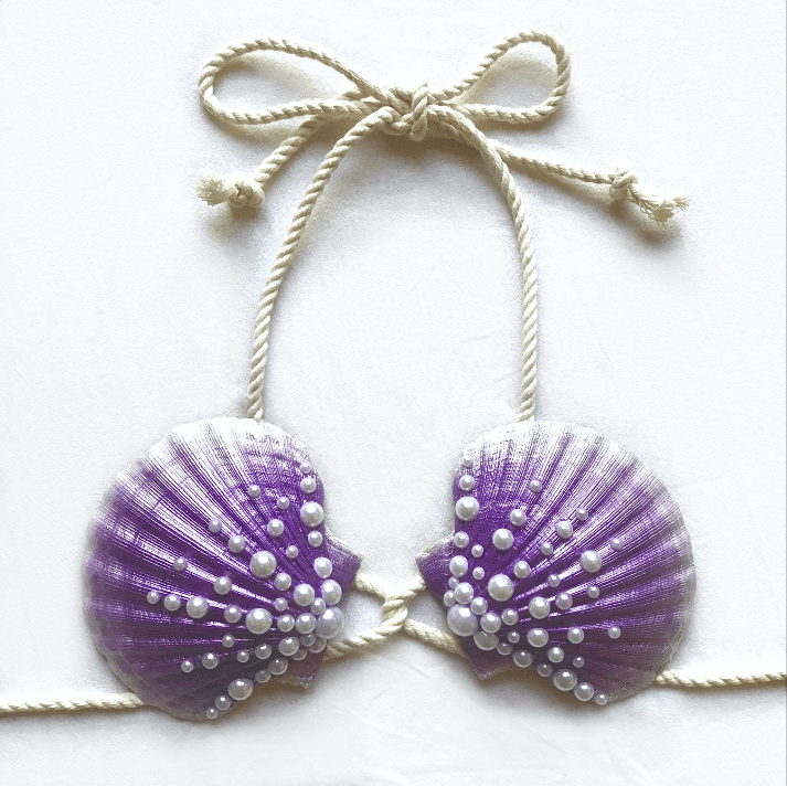 mermaid bra, mermaid top, clamkini, real sea shell top purple Ariel little mermaid bra cosplay