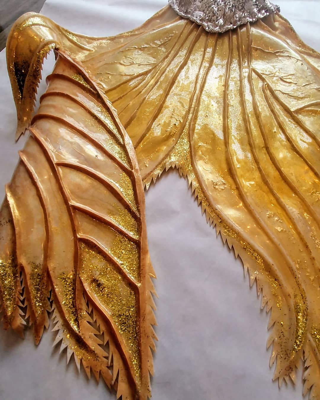 Gold sequin mermaid tail silicone fluke