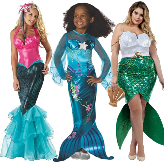 Mermaid costume halloween kid plus size adult