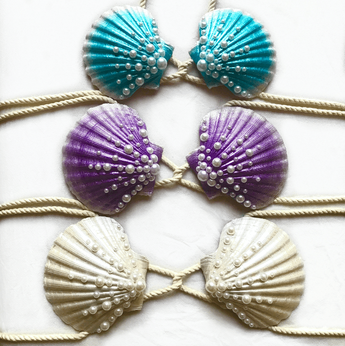 mermaid bra, mermaid top, clamkini, real sea shell top purple Ariel little mermaid bra cosplay