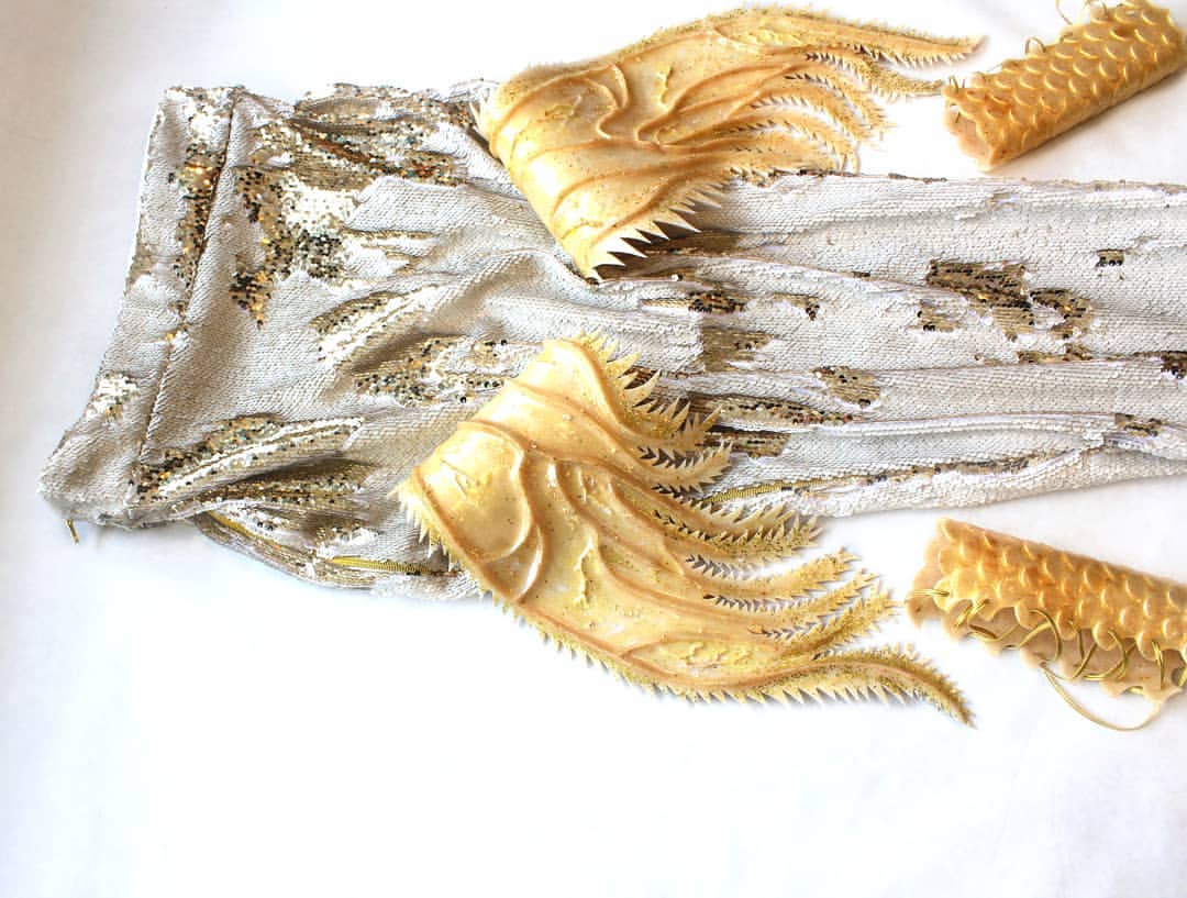 Gold sequin mermaid tail silicone fluke